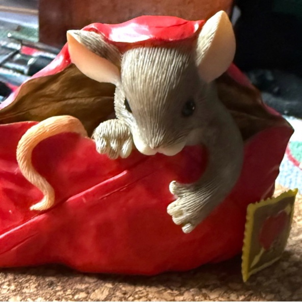 Fitz and Floyd Red Mouse on Car Figurine